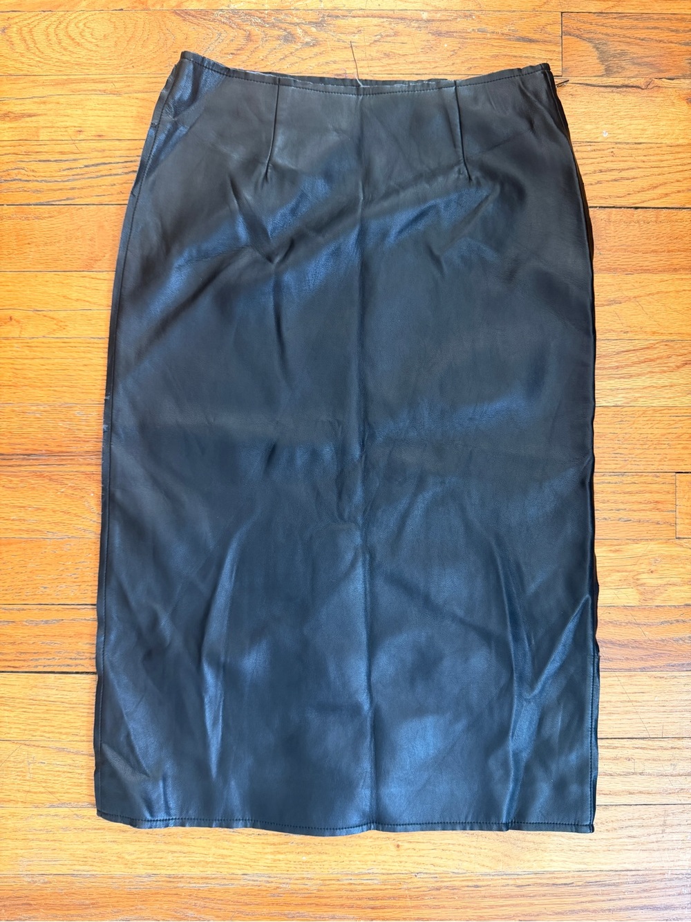 J.O.A. Black Faux Leather Pencil Skirt
